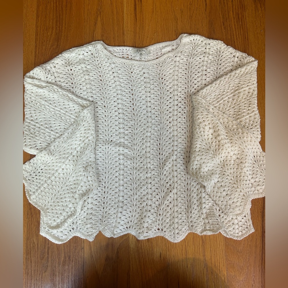 ZSUPPLY CROCHET SCALLOPED SWEATER